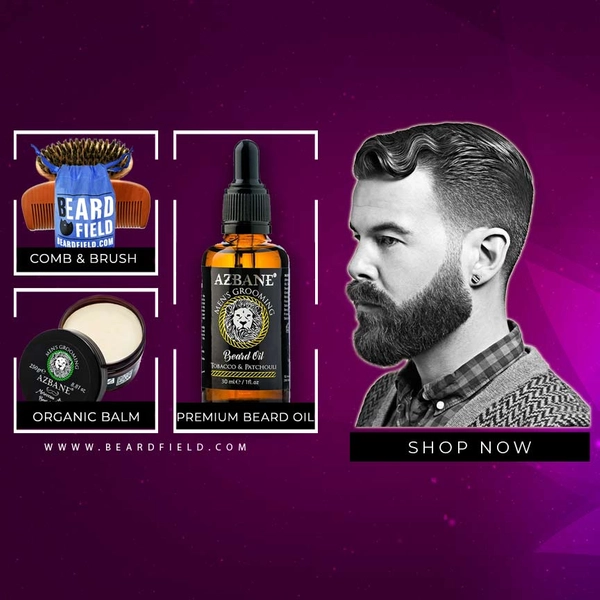 PROMO Organic Beard Care Kit | Balm + Beard Oil + Beard Brush & Comb Vetiver and Cardamom 1