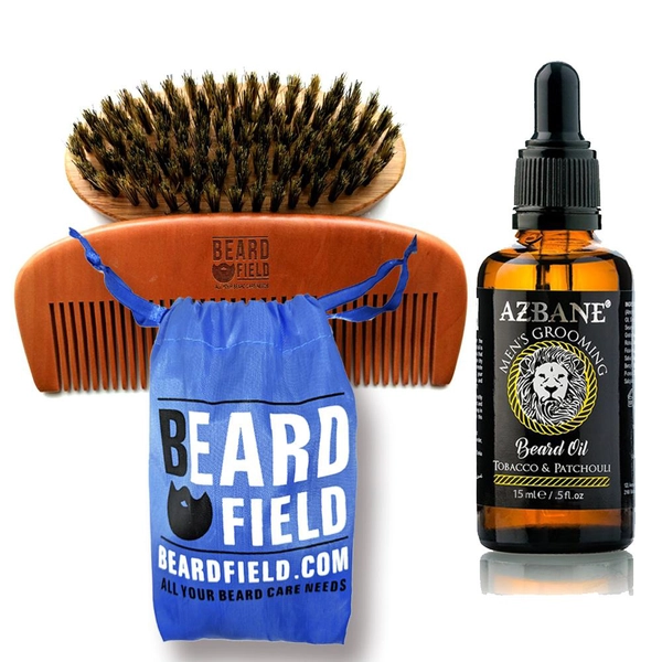 Beard Comb & brush with Beard Oil Sample | Men's Grooming Kit  Starter Cedarwood & Nutmeg 2