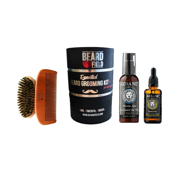 The Essential Beard Grooming Kit | Beard Brush + Beard Comb + Premium Beard Oil + Beard Wash Vetiver and Cardamom 2